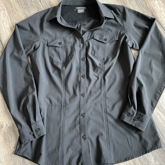 ExOfficio Long Sleeve Lightscape Black Button Up Shirt, size xs, 4-6 - Picture 1 of 10